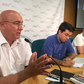 Tresserras i Pisarello, durant el debat de dijous a l'UPEC. / CARLES BELLSOLÀ