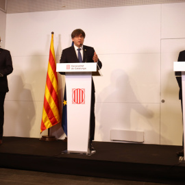 Els expresidents de la Generalitat, Artur Mas, Carles Puigdemont i Quim Torra. ALEIX FREIXAS / ACN