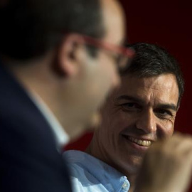 El secretari general del PSOE, Pedro Sánchez i el primer secretari del PSC, Miquel Iceta. EFE/Quique García
