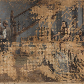 El cuadro 'Escena de familia' corresponde en realidad a Adolfo Sánchez Megías (1864-1945) y su verdadero título es 'La marcha del soldado'. / MUSEO DEL PRADO