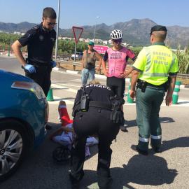 El ciclista Ángel Vicioso y un triatleta, atropellados por un coche en Xeraco./Twitter de Ángel Vicioso