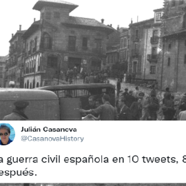 Imagen de la Guerra Civil con el tuit del usuario @Casanovahistory