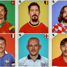 Imágenes de los jugadores de la Eurocopa en cromos retro. - OneFootball / TWITTER