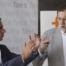 Aznar y Rajoy, en el campus FAES de 2015. EFE