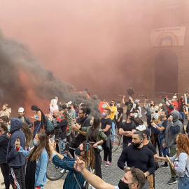 Concentració del sector de la restauració a plaça Sant Jaume. ACN/Alan Ruiz