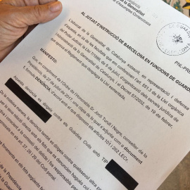 Escrit de denùncia presentat al jutjat pel govern català