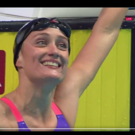 Mireia Belmonte tras ganar la plata en los 400 estilos. / COE