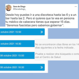 Tuit de la periodista Sara de Diego.