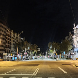 El passeig de Gràcia, buit durant el toc de queda. Maria Rubio