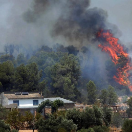 El incendio forestal que quema de Ribera d'Ebre sigue descontrolado y afecta ya a más de 6.500 hectáreas./ JAUME SELLART (EFE)