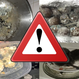 Fotografías del hilo de la comida en mal estado.