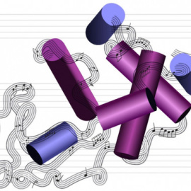 Recreación artística de la estructura de una molécula de proteína en un pasaje musical, como hace el sistema del MIT. / Christine Daniloff, MIT