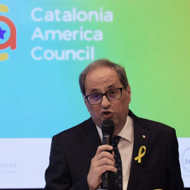 Quim Torra interviene en la inauguración del Consejo Americano de Catalunya (CAC) en Estados Unidos. (LENIN NOLLY | EFE)