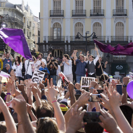 Concentración de mayo de 2017 a favor de la moción de censura contra Mariano Rajoy en la Puerta del Sol de Madrid.