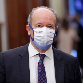 El ministro de Justicia, Juan Carlos Campo a su llegada al Congreso que este jueves vota la prórroga del estado de alarma durante seis meses.