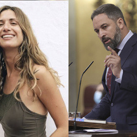 Amanda Romero, concejala de Más Madrid en el Ayuntamiento de Madrid (i) y Santiago Abascal, líder de Vox (d) - E. Parra / EUROPA PRESS