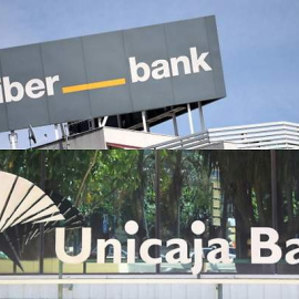 Montaje con sedes de Liberbank y Unicaja Banco.