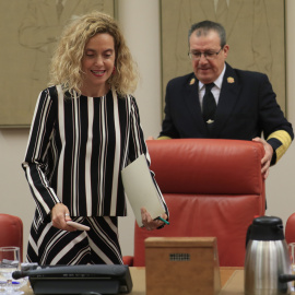 14/11/2022.- La presidenta del Congreso, Meritxell Batet, a su llegada a la reunión de la Mesa del Congreso este lunes en el Congreso de los Diputados en Madrid. EFE/ Fernando Alvarado