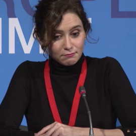 Isabel Díaz Ayuso, poco después de esgrimir su última ocurrencia.