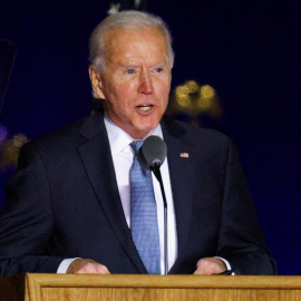 Joe Biden durante la comparecencia de este supermartes.