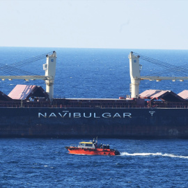 Un buque de la segunda caravana de barcos que transportan granos desde Ucrania llega al estrecho del Bósforo en Estambul.