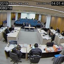 Captura de las cámaras del juzgado durante el turno de exposición de conclusiones de la Fiscalía, el 28 de junio, en el juicio contra el PP por la destrucción de los discos duros de Luis Bárcenas.