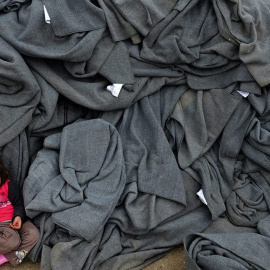 Un niño en el campo de refugiados.
