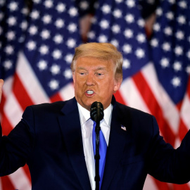 El candidat a la presidència dels Estats Units, Donald Trump, durant la seva compareixença.