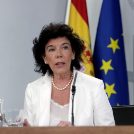 29/06/2018.- La portavoz del Gobierno, Isabel Celaá, durante la rueda de prensa que ofrece hoy en Madrid posterior al Consejo de Ministros. EFE/ Zipi