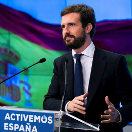 El presidente del Partido Popular, Pablo Casado, pronuncia unas palabras mientras preside la reunión del Comité Ejecutivo Nacional del partido, en la sede de la formación política, este martes, en Madrid.
