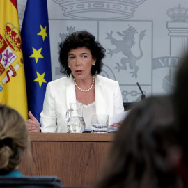 GRAF684. MADRID, 29/06/2018.- La portavoz del Gobierno, Isabel Celaá, durante la rueda de prensa que ofrece hoy en Madrid posterior al Consejo de Ministros. EFE/ Zipi