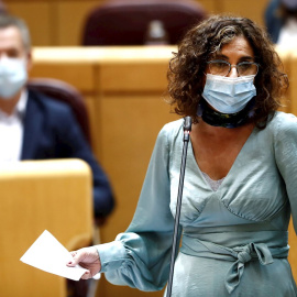 La ministra de Hacienda María Jesús Montero, hoy martes durante la sesión de control al Gobierno, celebrada en el Senado.