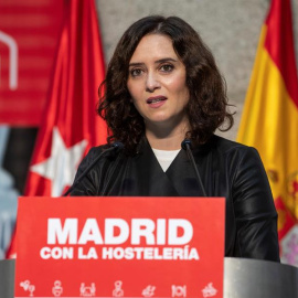 La presidenta de la Comunidad de Madrid, Isabel Díaz Ayuso, en un acto la semana pasada de apoyo a la hostelería.