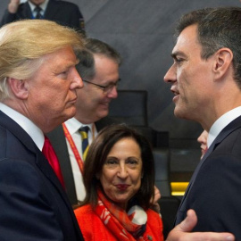 El jefe del Gobierno español, Pedro Sánchez, y el presidente de Estados Unidos, Donald Trump. EFE