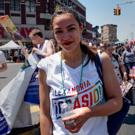 Alexandria Ocasio-Cortez durante un acto del Orgullo del Bronx./REUTERS