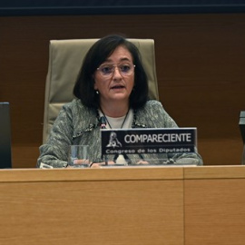La presidenta de la Autoridad Independiente de Responsabilidad Fiscal (AIReF), Cristina Herrero, durante su comparecencia en la Comisión de Hacienda del Congreso
