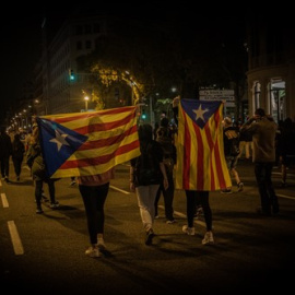 Protesta llevada a cabo por los CDR con motivo del tercer aniversario del 1-O, en Barcelona, el 1 de octubre de 2020.