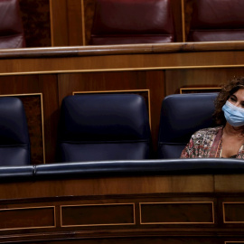 La ministra de Hacienda, María Jesús Montero en el Congreso este jueves durante la segunda jornada de debate a la totalidad de los Presupuestos de 2021.