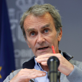 El director del Centro de Coordinación de Alertas y Emergencias Sanitarias (CCAES), Fernando Simon, durante la rueda de prensa ofrecida este lunes en Madrid para hablar de los últimos datos de la pandemia del coronavirus.