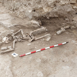 El cuerpo de un ajusticiado de la Guerra de los Dos Pedros hallado en una fosa del castillo de Guardamar del Segura