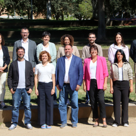 Oriol Junqueras i Elisenda Alamany presentant la proposta d'equip de la nova permanent d'ERC de la seva candidatura al congrés del partit.