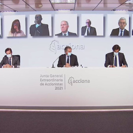 Imagen de la junta extraordinaria de accionistas de Acciona, celebrada telemáticamente.