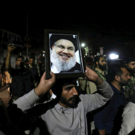 Protesta contra el asesinato del difunto líder de Hezbolá, Hassan Nasrallah, en Srinagar, a 28 de septiembre de 2024.