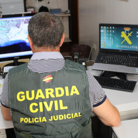 Un agente de la Guardia Civil inspecciona archivos en un ordenador EUROPA PRESS/GUARDIA CIVIL
