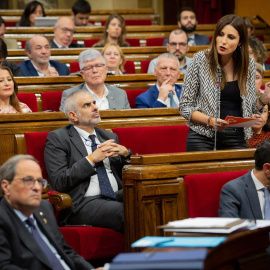 La portavoz de Ciudadanos en el Parlament de Cataluña, Lorena Roldánd interviene durante una sesión plenaria en el Parlament de Catalunya,