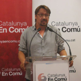 El coordinador general de Catalunya en Comú, Xavier Domènech, en roda de premsa després de proclamar-se els resultats de les eleccions internes de la formació. / Catalunya en Comú.