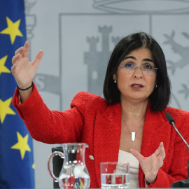 La ministra de Sanidad, Carolina Darias, comparece en rueda de prensa tras la reunión del Consejo Interterritorial del Sistema Nacional de Salud (CISNS), este miércoles en Madrid.