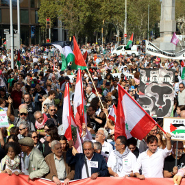 Manifestació a favor de Palestina i el Líban a Barcelona.