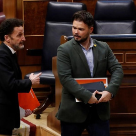 Los portavoces parlamentarios de Cs y ERC, Edmundo Bal y Gabriel Rufián, en el Congreso.