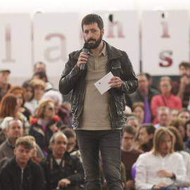 El director de Comunicación de Podemos, Juanma del Olmo, en un acto electoral en Valladolid en la campaña de los comicios del 28-A de 2019. E.P.